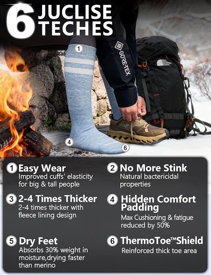 Alpaca Wool Heavyweight Knee High Compression Socks, Thick Winter Thermal Warm Soft Circulation Travel Flying