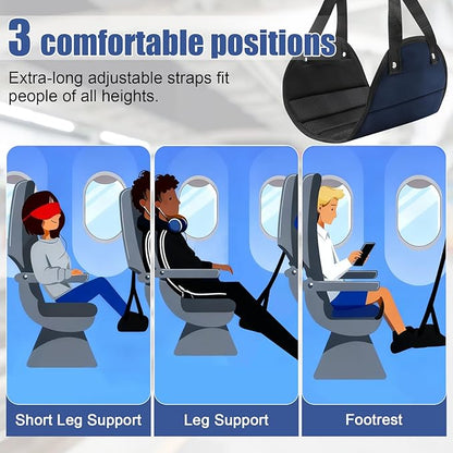 2pc Travel Foot Hammock – Portable Hanging Foot Rest for Airplane, Train, Office & Home – Adjustable Strap, Comfortable & Ergonomic Leg Support for Long Flights, Swollen Feet Relief