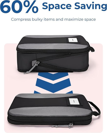 BAGSMART Compression Packing Cubes, 6 PCS Packing Cubes for Suitcases, Travel Bags Organizer for Luggage, Lightweight Packing Cube for Travel Essentials