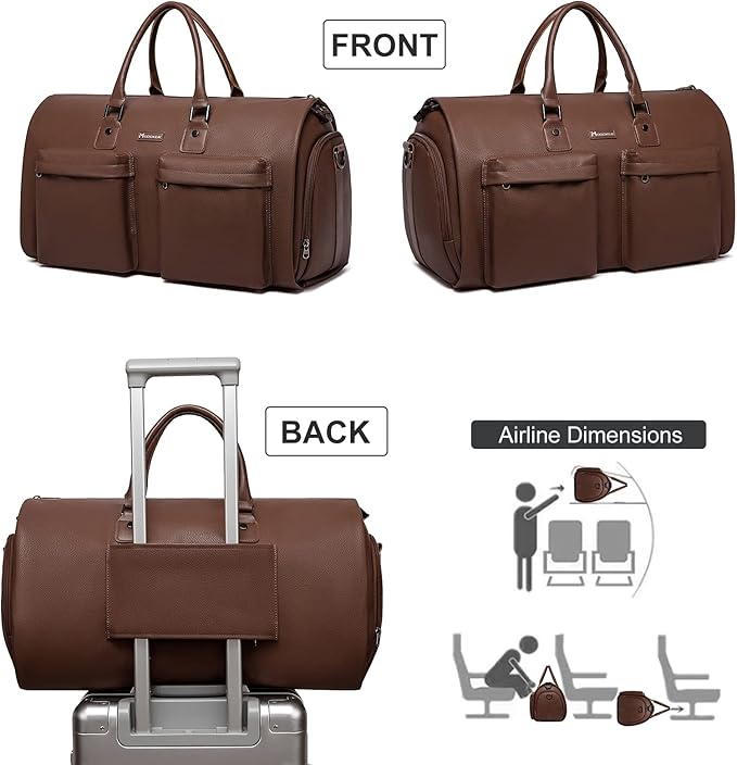 Modoker Garment Bags for Travel Carry on Duffle Bags for Airplane Weekender Suit Bags for Men Travel,2 in 1 Travel Duffel ang Garment Bags for Hanging Clothes,Black