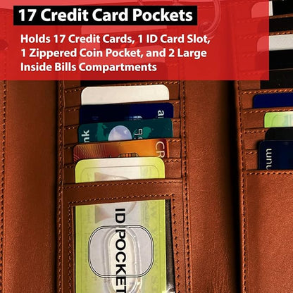 IBRO VINTAGE Motorcycle Chain Wallet for Men – Premium Cowhide Leather, RFID Tri-Fold Biker Wallet with Heavy Duty Chain for Bikers Truckers & Hunters, Credit Card Money Organizer Long Wallet