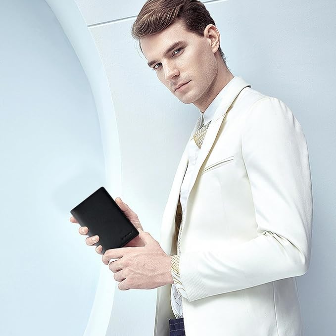 Genuine Leather Passport Holder Wallet Cover for Women and Men,Rfid Travel Wallet Passport Document Holder with Zipper Pocket Gift for Women and Men - Black