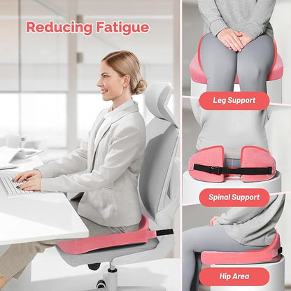 Large Memory Seat Cushion,Car Seat Cushion are Used to Relieve Sciatica, Suitable for Offices, Cars, Wheelchairs, Multi-Purpose (Pink)