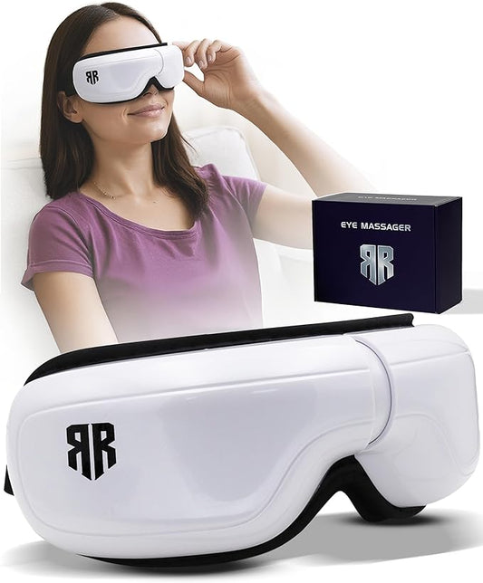 Eye Massager with Heat, Heated Eye Mask, Migraine Relief Device, Warm Compress & Vibration, Improved Sleep, 5 Massage Modes, Folding Design, Christmas/Bday Gift for Friend/Mom/Dad