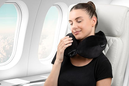 Brookstone Neck Travel Pillow - Lightweight Contoured Memory Foam Stuffable Travel Neck Pillow for Sleeping, Car, & Airplane, Size One Size, Black