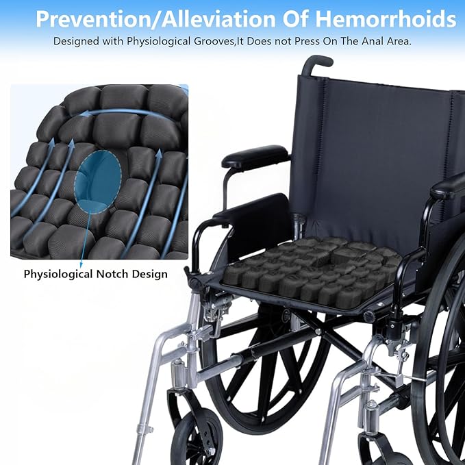 Travel Seat Cushion U-Shape Airplane Seat Cushion for Long Flights 3D Air Inflatable Pressure Relief Cushion for Hemorrhoid and Tailbone Pain Relief in Car, Air Travel, Office Chairs, Home Living