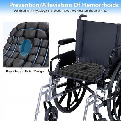 Travel Seat Cushion U-Shape Airplane Seat Cushion for Long Flights 3D Air Inflatable Pressure Relief Cushion for Hemorrhoid and Tailbone Pain Relief in Car, Air Travel, Office Chairs, Home Living