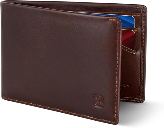 SERMAN BRANDS Mens Slim Bifold Wallet RFID Blocking Minimalist Front Pocket Wallets for Men - Thin & Stylish