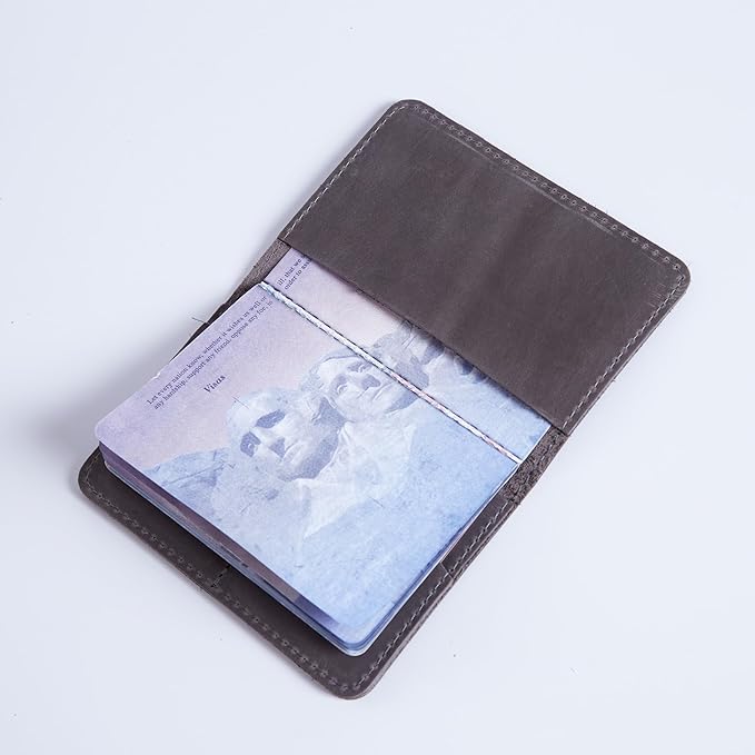INCARNE US Leather Passport Holder for Travel - Passport Case - Passport Wallet for Men - Passport Cover for Women Sleeve Protector - Travel Essentials Vacation Luggage Travel Gifts - Vintage Gray