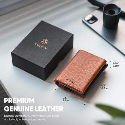 VULKIT Pop up Wallet Minimalist Cash Wallets RFID Blocking Leather Smart Credit Card Holder with Magnetic Closure for Men