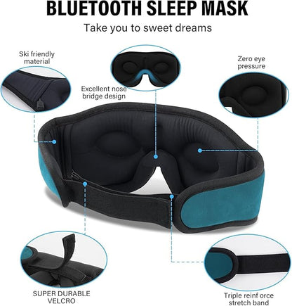 Sleep Mask with Bluetooth Headphones, 3D Sleep Mask Wireless Music Eye Mask for Sleeping Side/Back Sleepers Sleep Headphones Gift (Turquoise)