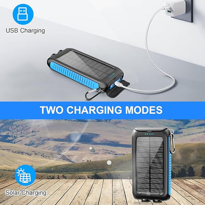Solar-Charger-Power-Bank-49800mAh Portable Solar Phone Charger with LED Flashlight/15W Fast Charge USB C Waterproof External Backup Battery Pack for All Cell Phones & Electronic Devices