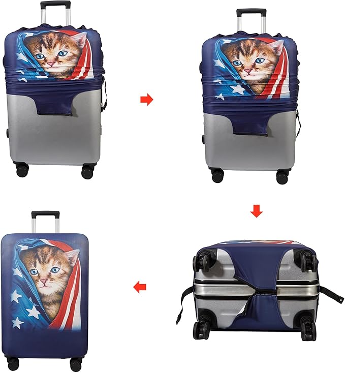 WUJIAONIAO Travel Luggage Cover Baggage Suitcase Cover Protector Skins 18-32 Inch (Cat A, XL (for 29-32 inch luggage))