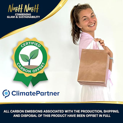 Nush Nush Set of 60 Rose Gold Gift Bags Bulk Medium Size - Reusable Bulk Gift Bags with Handles - Perfect Party Goodie Bag for Adults, Bachelorette Party Favors, Christmas, Events, Birthday - 8x4x10