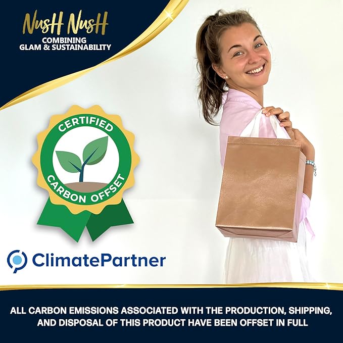 Nush Nush Rose Gold Gift Bags Bulk Medium Size - Set of 30 Reusable Bulk Gift Bags with Handles - Perfect Party Goodie Bag for Adults, Baby or Bridal Shower, Christmas, Events, Birthday - 8Wx4Dx10H