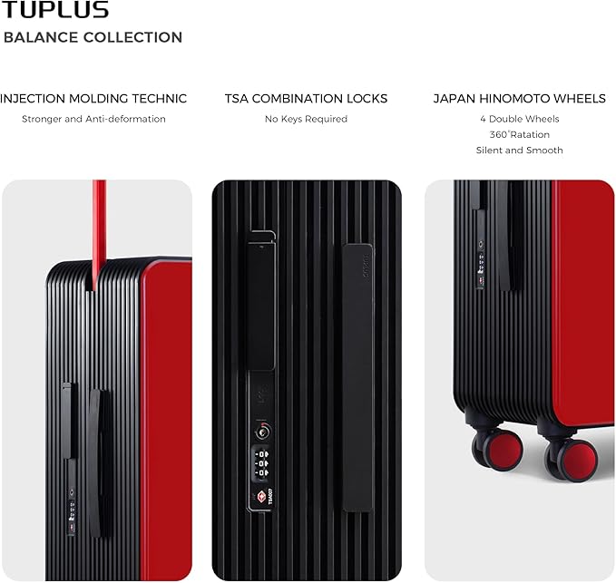 TUPLUS Suitcase ABS Hard Shell Luggage with 4 Spinner Wheels Hold Check in Travel Case, Balance Series