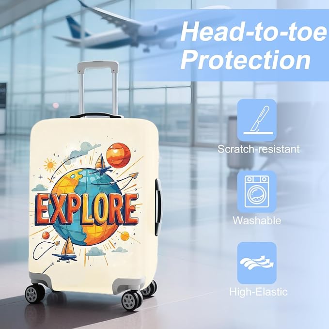 ANNA QUEEN Travel Luggage Cover Suitcase Protector Suitcase Cover Anti-Scratch,Stretchable Bag Cover Washable Durable Polyester