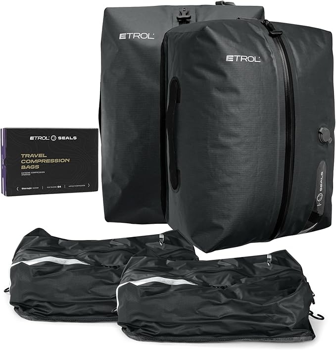 TPU Vacuum Bag for Travel, 70D Nylon Reusable Compression Bag with IP67 Waterproof Zipper, Compression Packing Cubes for Clothing, Space Saver Bags for Luggage and Backpack(Gray-2 PCS)