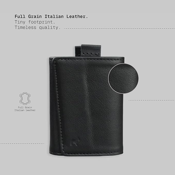 The Frenchie Co. - Speed Wallet Mini - Ultra-Slim RFID Card Holder - Quick-Access Pull Tab, Front Pocket Minimalist Design - Full-Grain Italian Leather