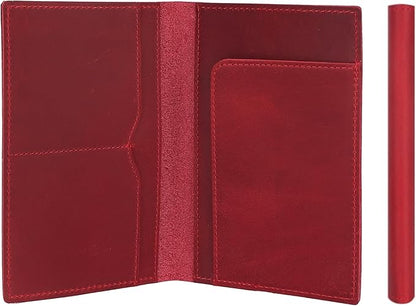 STAR VISTA Albatross Leather Travel Passport Holder, Minimalist Design, Full Grain Leather Case for Women and Men - Slim Passport Wallet, Bifold, RFID Blocking, Crimson Red