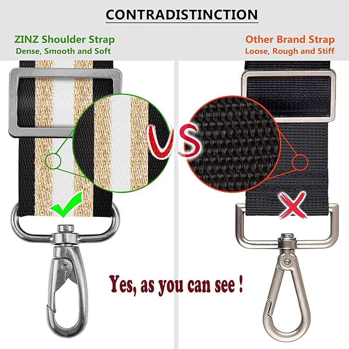 ZINZ Shoulder Strap, 57" Padded Adjustable Shoulder Bag Straps Replacement for Bags with D-Ring（TH01B05）