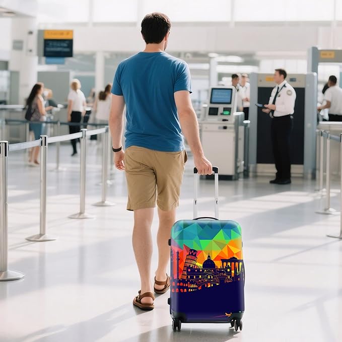 WUJIAONIAO Travel Luggage Cover Baggage Suitcase Cover Protector Skins 18-32 Inch (City, L (for 25-28 inch luggage))