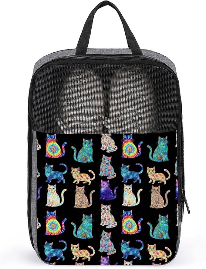 Travel Shoe Bags for Storage and Packing Sport Soccer Cleats Bag Portable Sneaker Bags (Galaxy Cat Lovers)