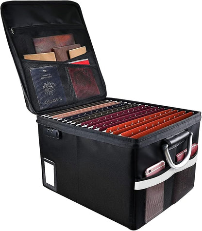 Fireproof Document File Organizer Box, Fireproof Safe Box with Lock, Portable Office Storage Cabinet for Hanging Letter/Legal Folder 16.1 x 12.9 x 11in