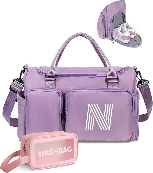 Initial Travel Duffle Bag Gym Bag for Girls, Kids Wedding Gifts, Graduation Gifts, Gifts for Kids Child, Gifts for 8 9 10 11 12 13 14 15 16 17 18 Year Old Girls, Graduation gifts