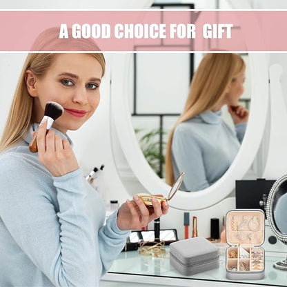 Taiyin 6 Pcs Travel Jewelry Case Box Bridesmaid Gifts Bulk Travel Jewelry Cases Boxes Small Jewels Organizers Mini Accessories Ornaments Storage for Women Girls Wedding Gifts (Gray)