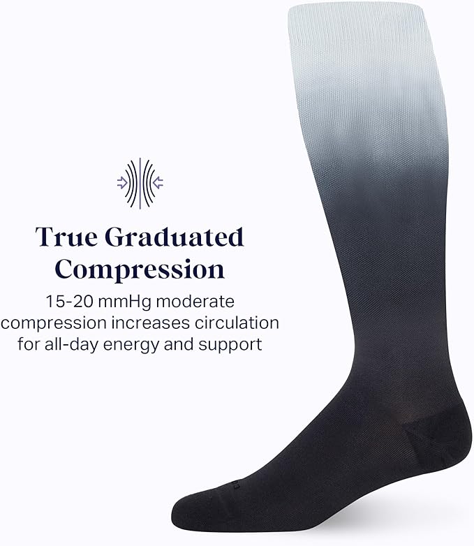 Comrad Nylon Knee High Socks - 15-20mmHg Graduated Compression Socks - Soft & Breathable Support Unisex Socks