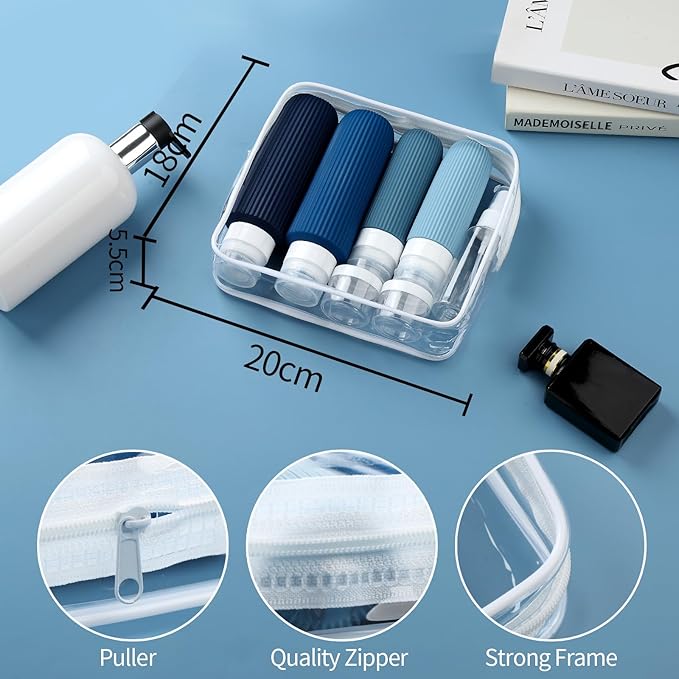 16 Pack Travel Bottles for Toiletries, Large 6oz Silicone Travel Containers jar for Toiletries, Leak Proof Refillable Liquid Shampoo And Conditioner Travel Essentials toiletry Bottles