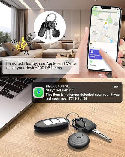 Air Tracker Tags (iOS Only) 4 Pack: Bluetooth Item Finder with Apple Find My APP, Item Locator for Keys Finder, Bags Wallets Anti-Loss, IP68 Waterproof Smart Tag (F20 Black)