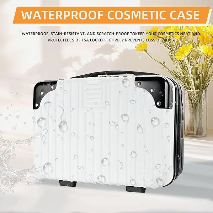 14inch Hard Shell Cosmetic Organizer Travel Train Hand Luggage Small Portable Carrying Suitcase Makeup Case Bag for Women Toiletry