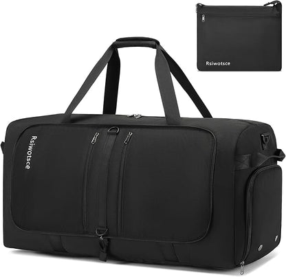 Large Foldable Duffle Bag for Travel, Lightweight Packable Duffel Bag for Traveling, Waterproof Weekender Bag for Women & Men with Shoe Compartment - 110L, 30" x 13.5" x 17"