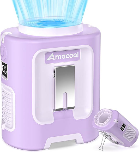 AMACOOL Mini Portable Waist Fan Clip on, 13000RPM 4-Speeds Personal Neck Fans, Up to 24H Battery Life, Rechargeable Wearable Shirt Belt Fan for Outdoor Work Jobsite Travel Camping, Gifts for Men