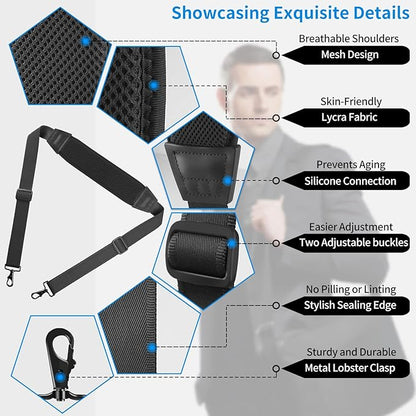 67" Universal Shoulder Strap, Mesh Thick Padded Bag Strap with Double Adjustable Buckles and Metal Hooks, Ideal for Briefcases, Computer Satchels, Crossbody Bags, Luggage(Breathable)