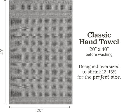 GILDEN TREE Waffle Hand Towels for Bathroom Quick Dry Towel Super Absorbent Thin 100% Cotton Lint Free, Hand Towels for Bathroom Set of 2, Classic Style (Pewter)
