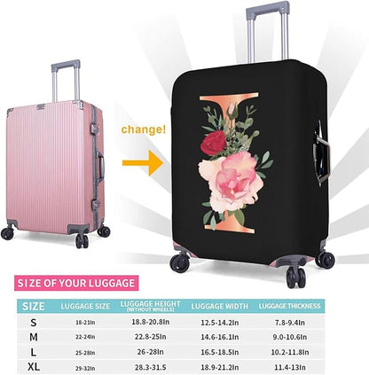 Floral Letter I Travel Luggage Cover Spandex Suitcase Protector Elastic Washable Stretch Suitcase Cover Fits 29-32 Inch Luggage