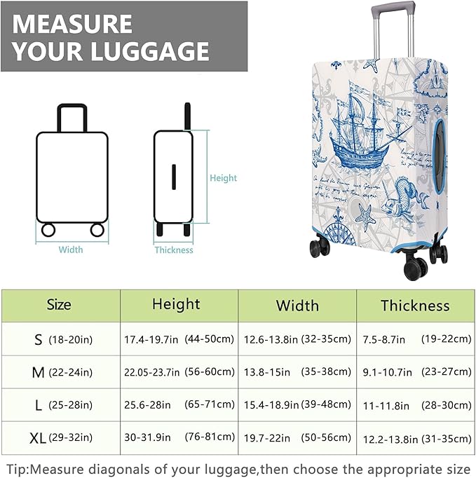 Travel Luggage Cover Suitcase Protector Fits 18-32 Inch Wheel Covers PatternedTravel Related Items Flower Luggage Protector Elastic XL