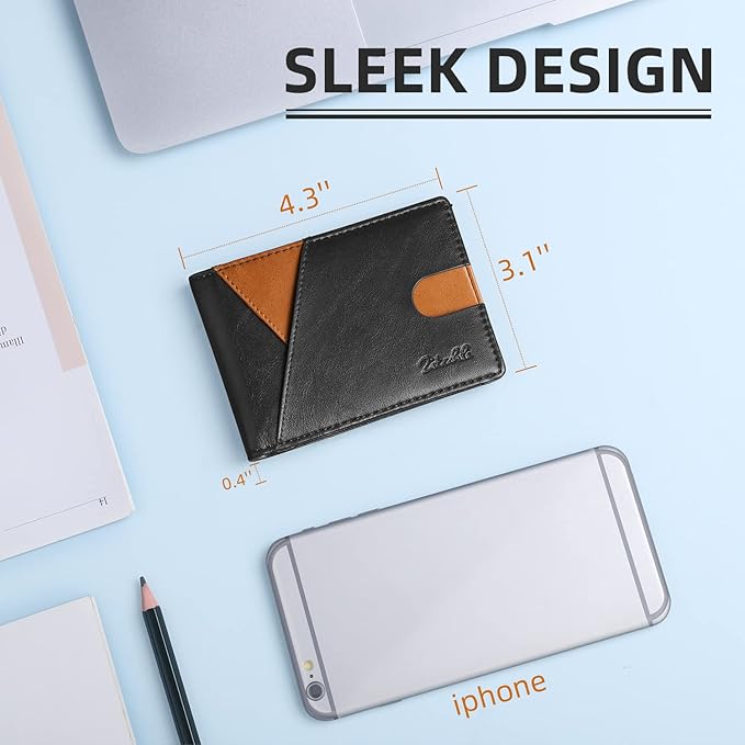 Zitahli Wallet for Men Slim 11 Credit Card Holder RFID Blocking Small Men's Wallet Bifold Minimalist Front Pocket With Mens Gifts Box