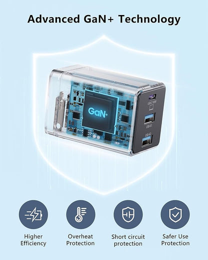 140W USB C Charger Block, Foldable 3-Port Multi-Device Fast Charger USB C Power Adapter for MacBook pro/Air, Dell, Samsung Galaxy, iPad Pro, and More (Black)