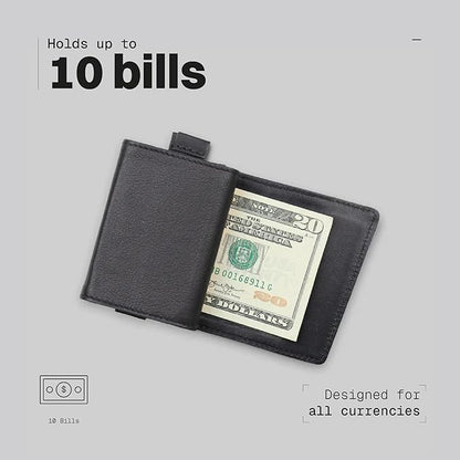 The Frenchie Co. - Speed Wallet Mini - Ultra-Slim RFID Card Holder - Quick-Access Pull Tab, Front Pocket Minimalist Design - Full-Grain Italian Leather