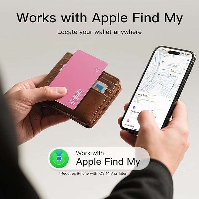 Ultra Slim Air Card Tag: 2025 MFi Certified Wallet Smart Tracker Card - Compatible with Apple Find My Wallets Finder Tracking Cards Tags, Keep Track Item Locator of Luggage, Passport, Purse, Backpack