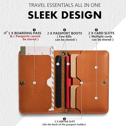 Leather Passport Holder for Travel Women Man, Button Closure Passport Wallet with Airtag Slot,Passport Cover for A Passport Book,Trvavel Essential & Gift