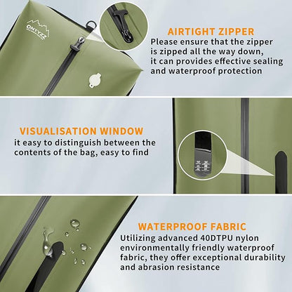 ONTYZZ TPU Vacuum Bag for Travel Reusable Compression Bag with IPX8 Waterproof Zipper Durable Space Saver Bag，Large Two Pack Green with Air pump