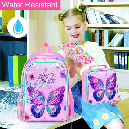 WZLVO 3PCS Kids Backpack for Girls, Unicorn Dinosaur Animal Prechool Elementary Kindergarten School Bookbag with Lunch Box