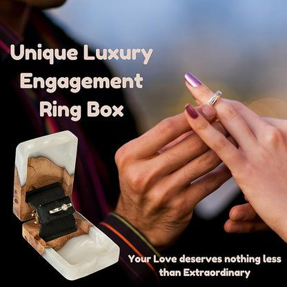 RWA Slim Engagement Ring Box for Proposal – Unique Wedding Ring Holder & Jewelry Display Case – Travel Jewelry Organizer, Ring Bearer Box, Proposal Gift, Wedding Ring Box for Ceremony, FLIP white elm