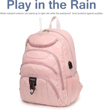 Boavan Laptop Backpack for women, 15.6 inch Laptop Bag with USB Port, Waterproof Travel Work Backpack Purse, Anti-Theft Teacher Nurse Doctor Casual Bookbags Office Business backpack，Pink
