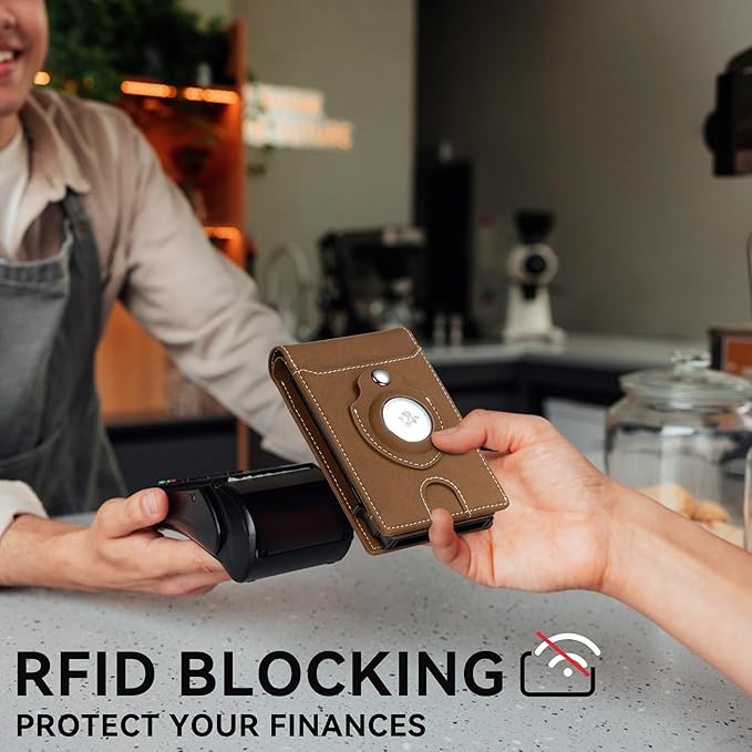 furid Airtag Wallet For Men - Smart Apple Air Tag Wallet with Airtag Holder, Rfid Pop Up Slim Minimalist Wallets,Gifts Boxed